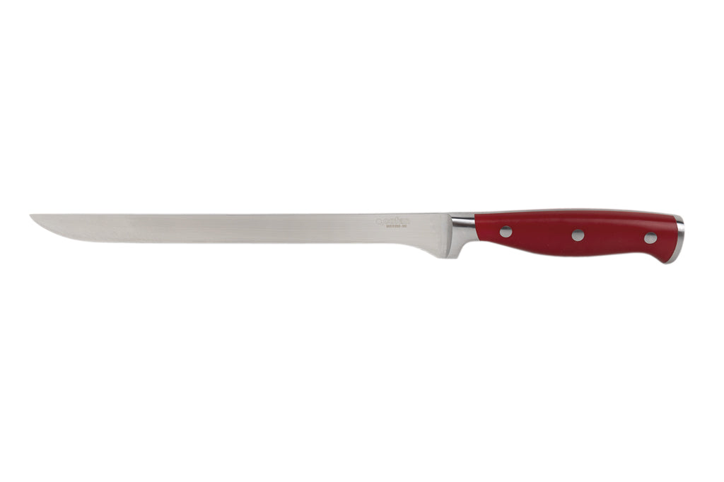 Cofan – Cuchillo Jamonero y Salmonero Aguacejo 25 cm | Forjado Francés | Acero 5Cr15MoV | Rojo