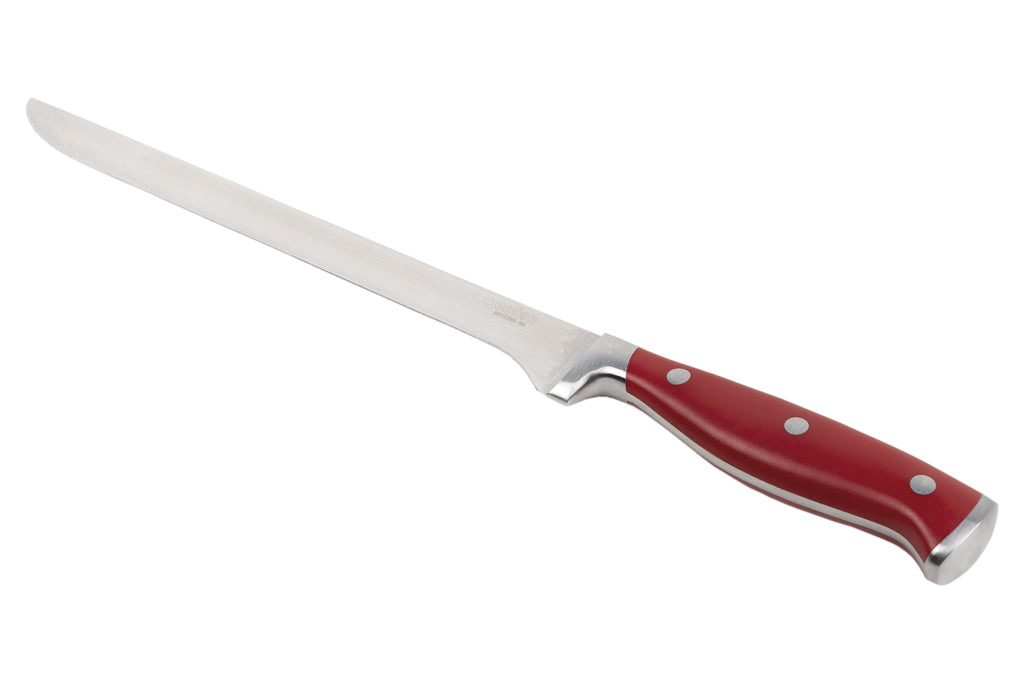 Cofan – Cuchillo Jamonero y Salmonero Aguacejo 25 cm | Forjado Francés | Acero 5Cr15MoV | Rojo