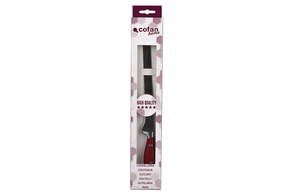 Cofan – Cuchillo Jamonero y Salmonero Aguacejo 25 cm | Forjado Francés | Acero 5Cr15MoV | Rojo