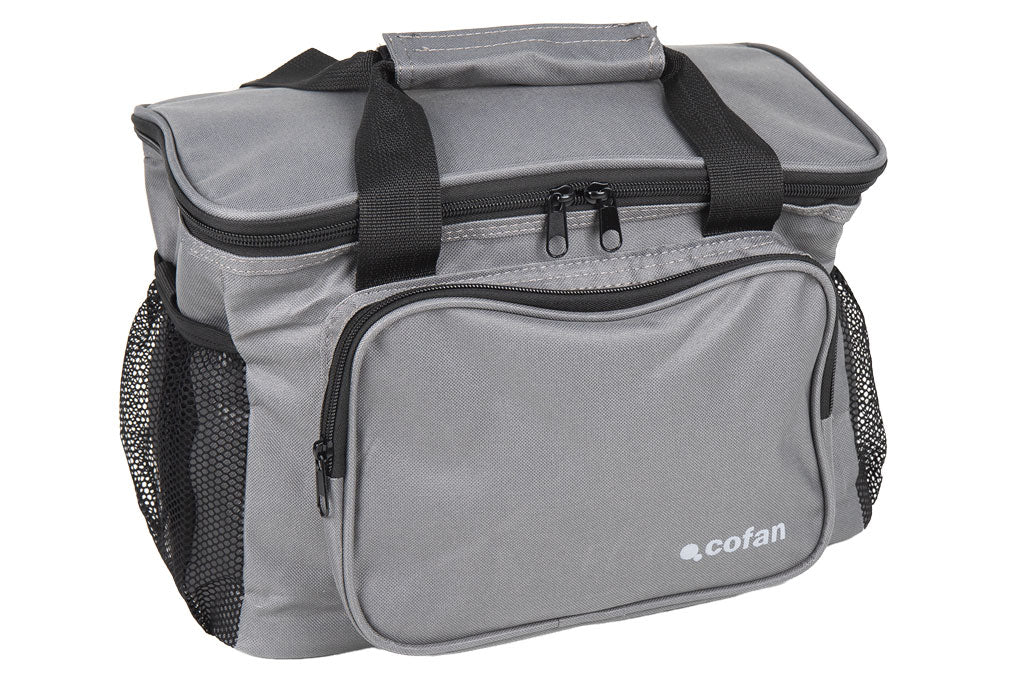 Cofan – Nevera Portátil Porta Alimentos 15 L | Bolsa Isotérmica Textil | Correa Ajustable | Color Gris Oscuro | 35 x 23 x 24 cm