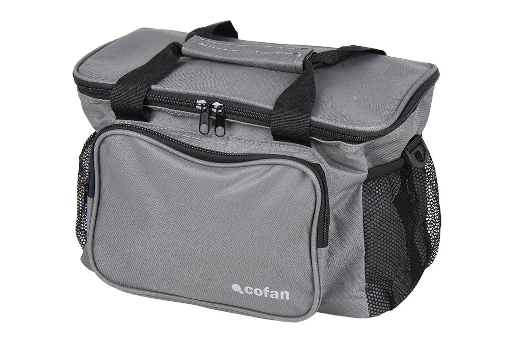 Cofan – Nevera Portátil Porta Alimentos 15 L | Bolsa Isotérmica Textil | Correa Ajustable | Color Gris Oscuro | 35 x 23 x 24 cm