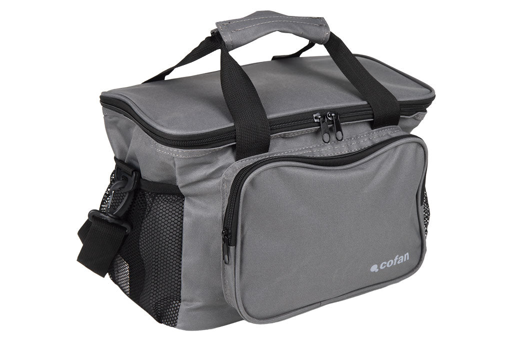 Cofan – Nevera Portátil Porta Alimentos 15 L | Bolsa Isotérmica Textil | Correa Ajustable | Color Gris Oscuro | 35 x 23 x 24 cm
