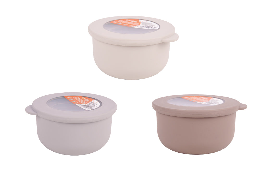 Cofan – Set de 3 Recipientes Redondos con Tapa 100 ml, 250 ml y 500 ml | PP + TPE | Colores Surtidos