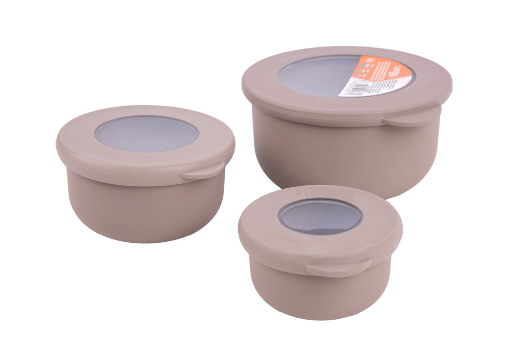 Cofan – Set de 3 Recipientes Redondos con Tapa 100 ml, 250 ml y 500 ml | PP + TPE | Colores Surtidos