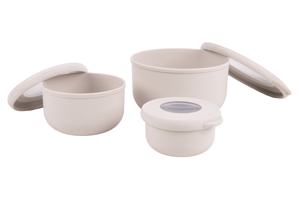 Cofan – Set de 3 Recipientes Redondos con Tapa 100 ml, 250 ml y 500 ml | PP + TPE | Colores Surtidos