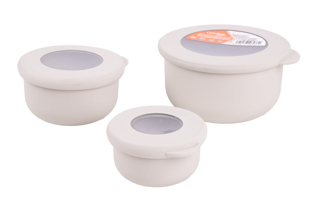 Cofan – Set de 3 Recipientes Redondos con Tapa 100 ml, 250 ml y 500 ml | PP + TPE | Colores Surtidos