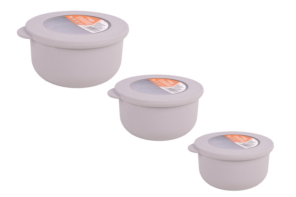 Cofan – Set de 3 Recipientes Redondos con Tapa 100 ml, 250 ml y 500 ml | PP + TPE | Colores Surtidos