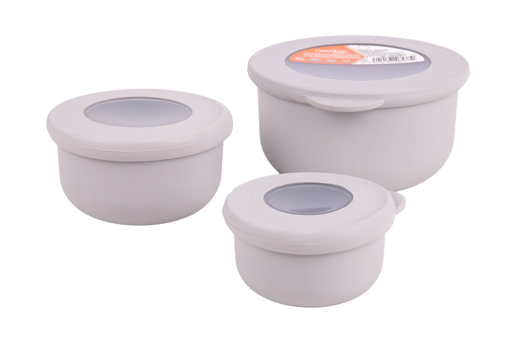 Cofan – Set de 3 Recipientes Redondos con Tapa 100 ml, 250 ml y 500 ml | PP + TPE | Colores Surtidos