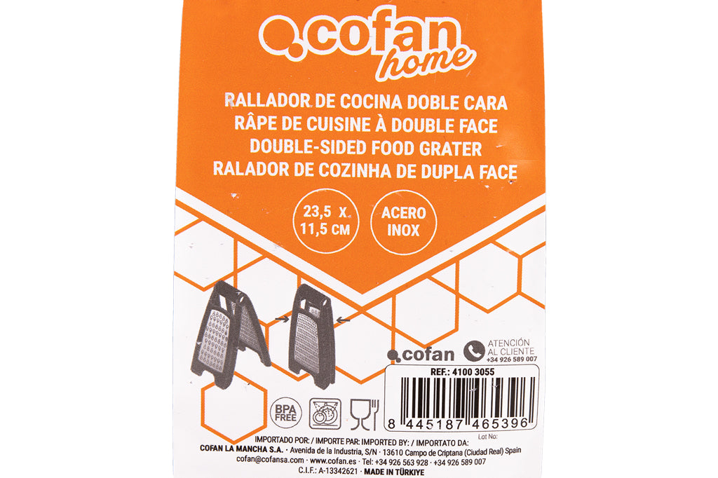 Cofan – Rallador de Cocina Plegable Doble Cara Fino y Grueso con Base Antideslizante