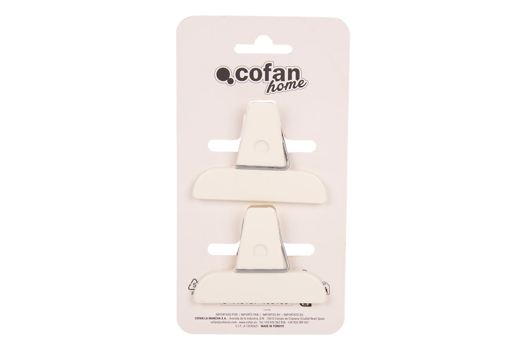 Cofan – Pack de 2 Pinzas para Cerrar Bolsas de Alimentos | Color Beige