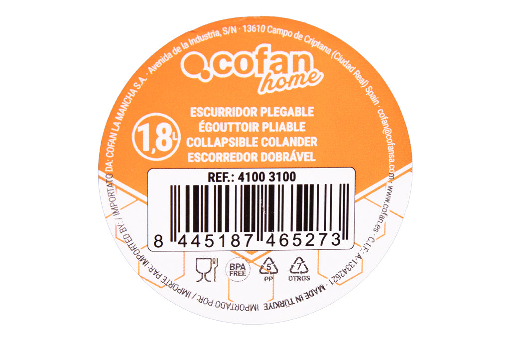 Cofan – Escurridor Plegable 1,8 L con Asas | Verde | Ahorro de Espacio