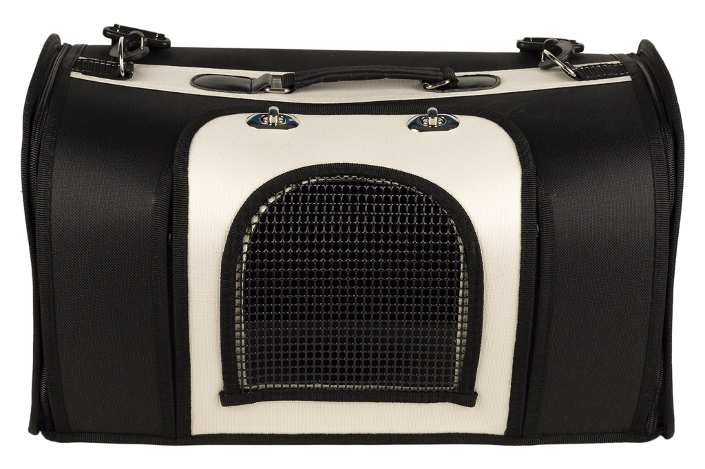 Cofan – Bolsa Transportín para Mascotas | Diseño Transpirable y Acolchado | 43 x 25 x 29 cm | Color Negro y Plata