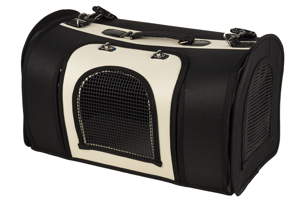 Cofan – Bolsa Transportín para Mascotas | Diseño Transpirable y Acolchado | 43 x 25 x 29 cm | Color Negro y Plata