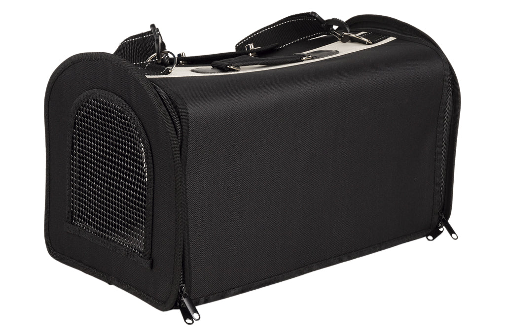 Cofan – Bolsa Transportín para Mascotas | Diseño Transpirable y Acolchado | 43 x 25 x 29 cm | Color Negro y Plata