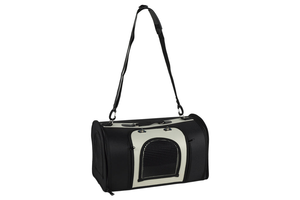 Cofan – Bolsa Transportín para Mascotas | Diseño Transpirable y Acolchado | 43 x 25 x 29 cm | Color Negro y Plata