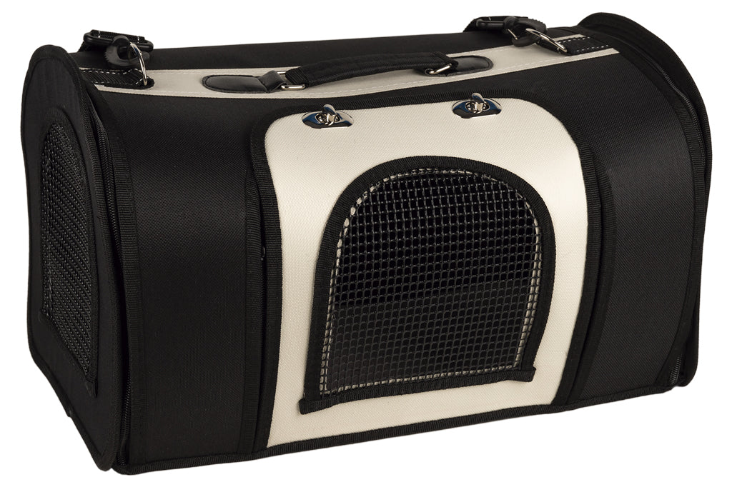 Cofan – Bolsa Transportín para Mascotas | Diseño Transpirable y Acolchado | 43 x 25 x 29 cm | Color Negro y Plata