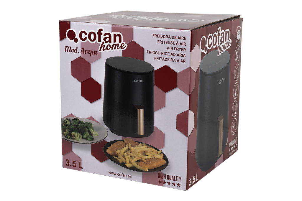 Cofan – Freidora de Aire Caliente Sin Aceite | Capacidad 3,5 Litros | 8 Programas | 1500 W