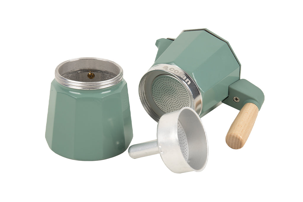 Cafetera Italiana de Inducción 6 Tazas | Aluminio con Mango de Madera | Apta para Todo Tipo de Cocinas