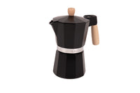 Cafetera Italiana de Inducción 6 Tazas | Aluminio con Mango de Madera | Apta para Todo Tipo de Cocinas