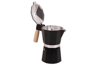 Cafetera Italiana de Inducción 6 Tazas | Aluminio con Mango de Madera | Apta para Todo Tipo de Cocinas