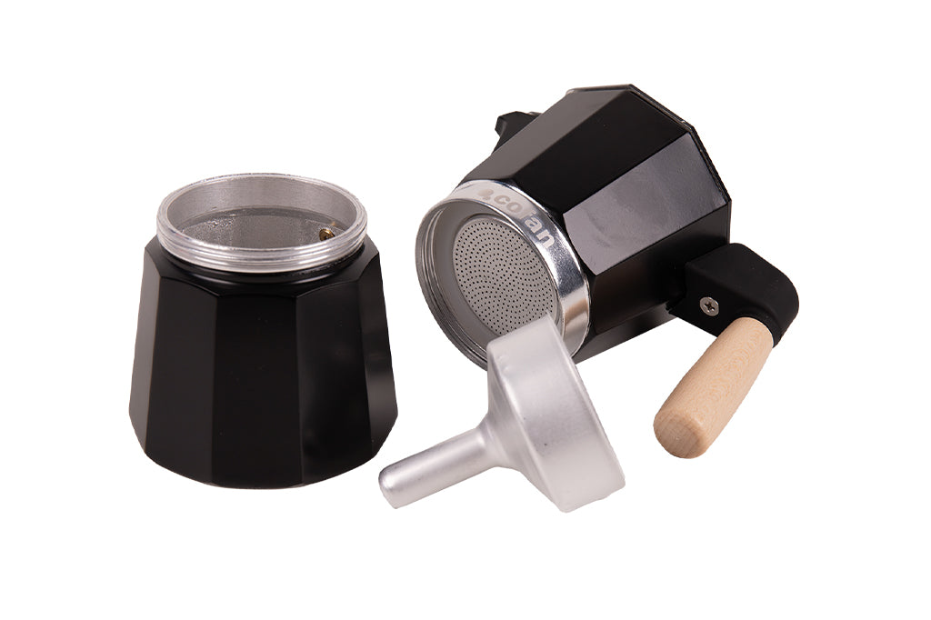 Cafetera Italiana de Inducción 6 Tazas | Aluminio con Mango de Madera | Apta para Todo Tipo de Cocinas