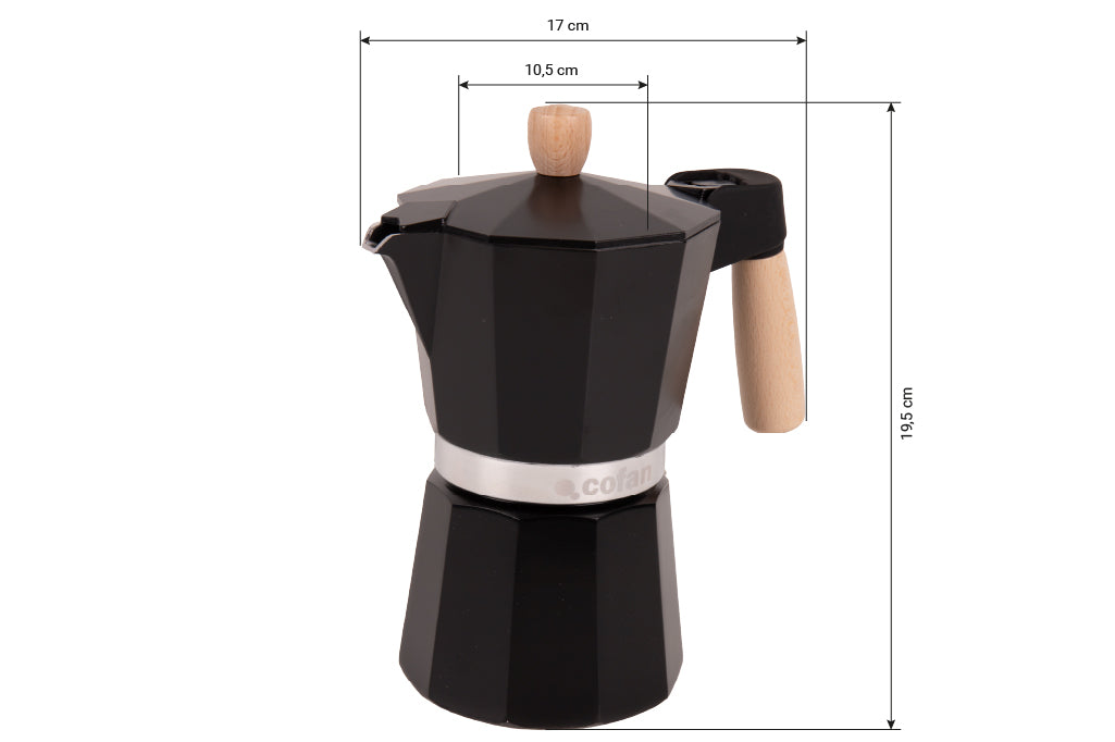 Cafetera Italiana de Inducción 6 Tazas | Aluminio con Mango de Madera | Apta para Todo Tipo de Cocinas