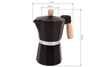 Cafetera Italiana de Inducción 6 Tazas | Aluminio con Mango de Madera | Apta para Todo Tipo de Cocinas