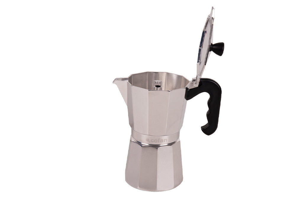 Cafetera Italiana de Inducción | Aluminio con Mango de Nylon | Disponible en 6, 9 y 12 Tazas