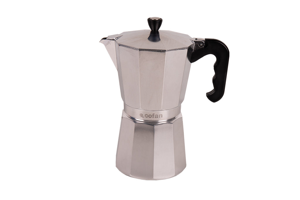 Cafetera Italiana de Inducción | Aluminio con Mango de Nylon | Disponible en 6, 9 y 12 Tazas