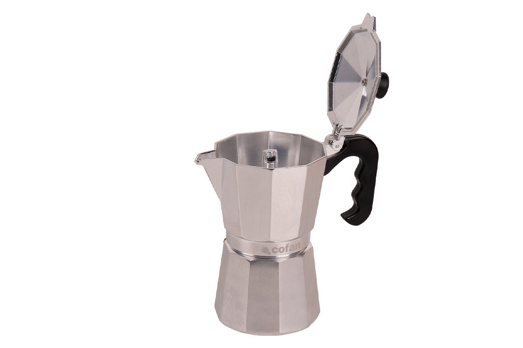 Cafetera Italiana de Inducción | Aluminio con Mango de Nylon | Disponible en 6, 9 y 12 Tazas