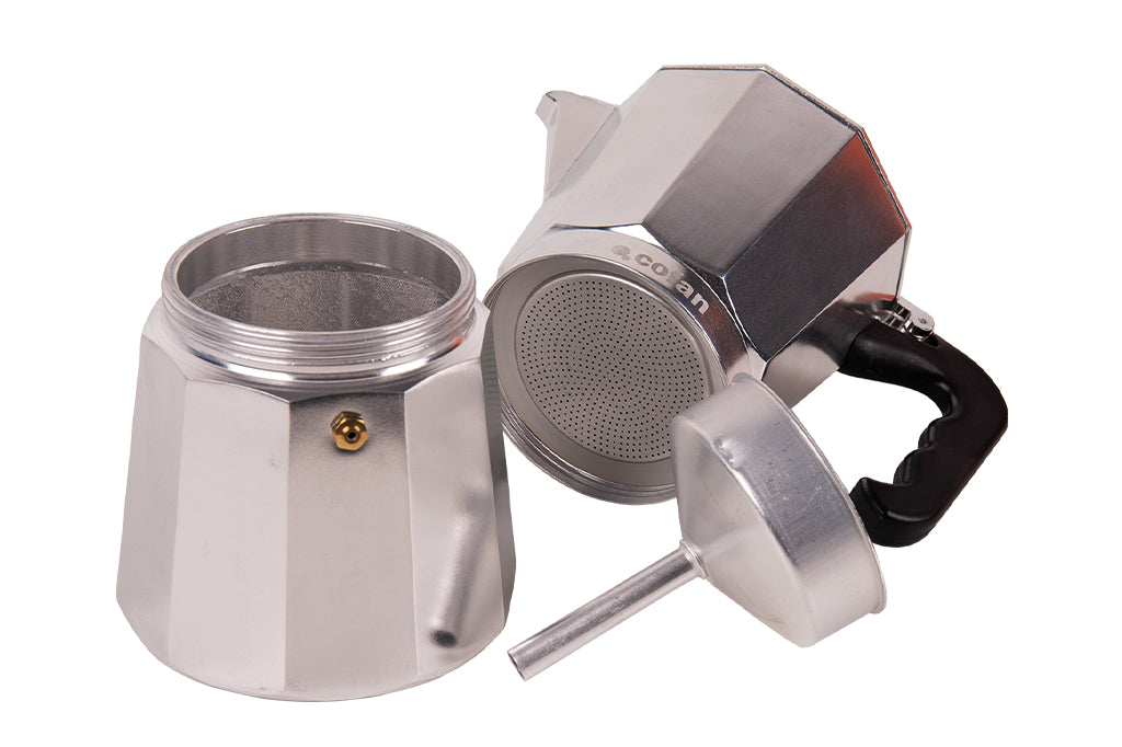 Cafetera Italiana de Inducción | Aluminio con Mango de Nylon | Disponible en 6, 9 y 12 Tazas