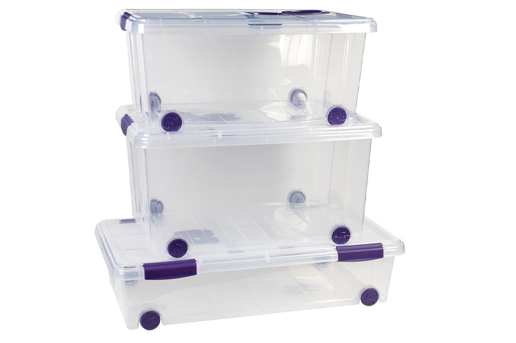 Cofan - Caja de ordenación con ruedas Ricordi | Polipropileno transparente | Tapa a presión