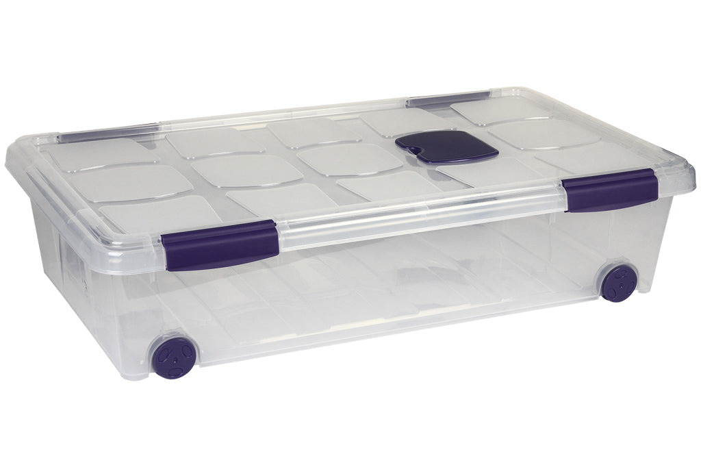 Cofan - Caja de ordenación con ruedas Ricordi | Polipropileno transparente | Tapa a presión