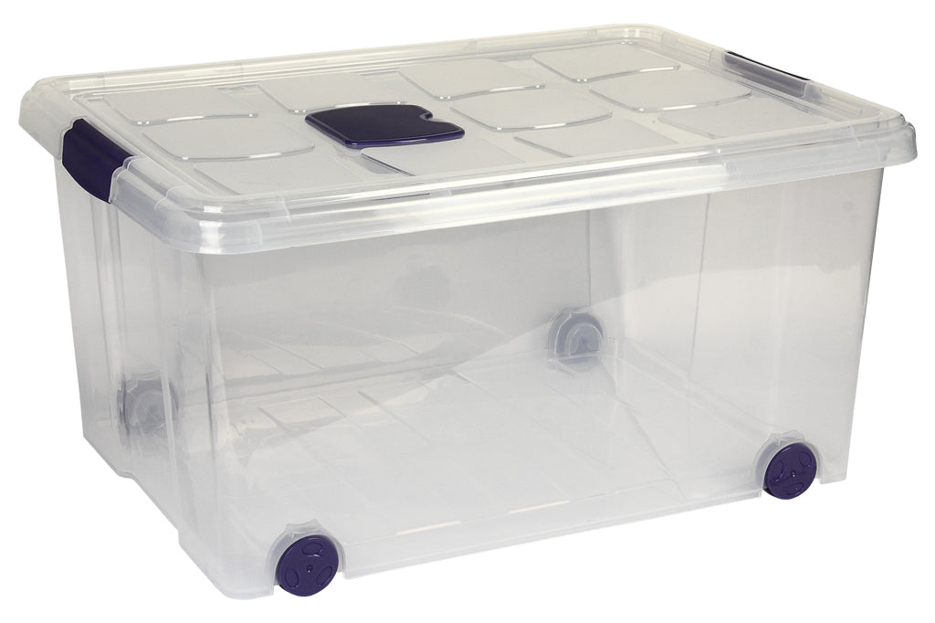 Cofan - Caja de ordenación con ruedas Ricordi | Polipropileno transparente | Tapa a presión
