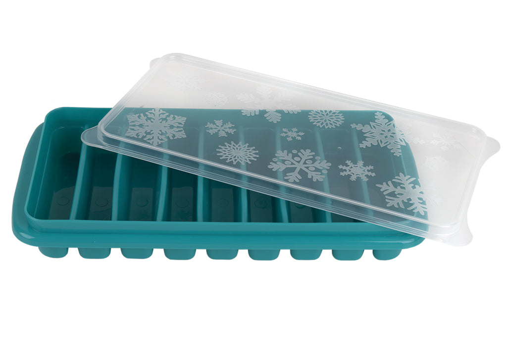 Cofan – Cubitera Rectangular con Tapa | Turquesa | Antiderrame y Apilable | Apta para Lavavajillas | 12,5 x 26 x 4 cm