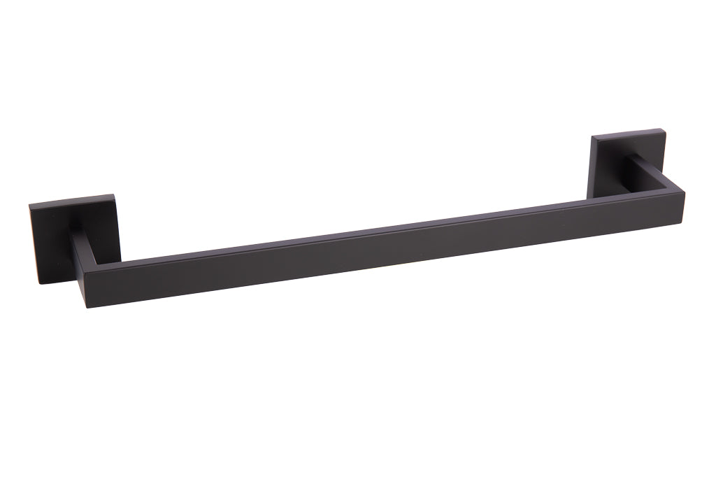 Cofan – Toallero de Baño Negro Mate | Acero Inoxidable | Diseño Cuadrado | 45 cm | Kit de Fijación Incluido