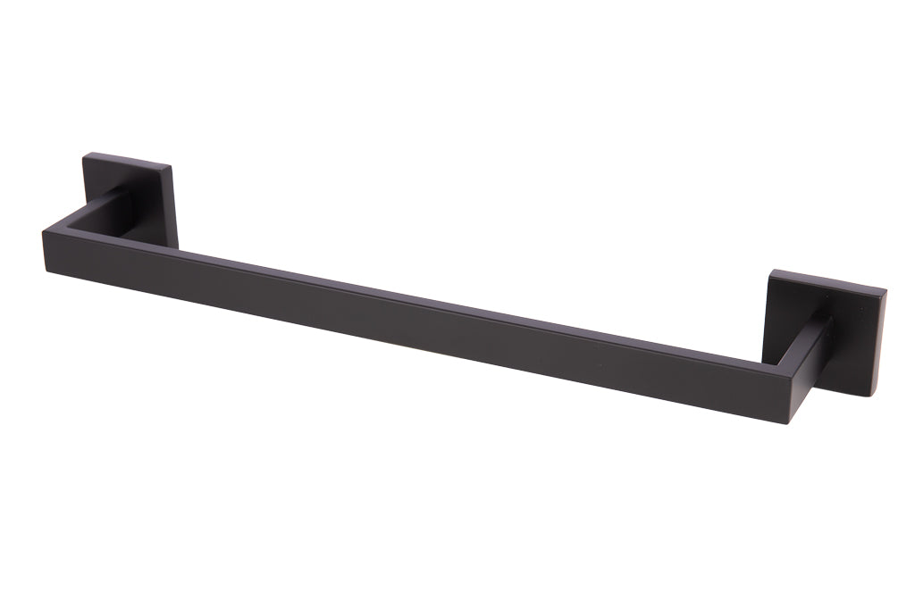 Cofan – Toallero de Baño Negro Mate | Acero Inoxidable | Diseño Cuadrado | 45 cm | Kit de Fijación Incluido
