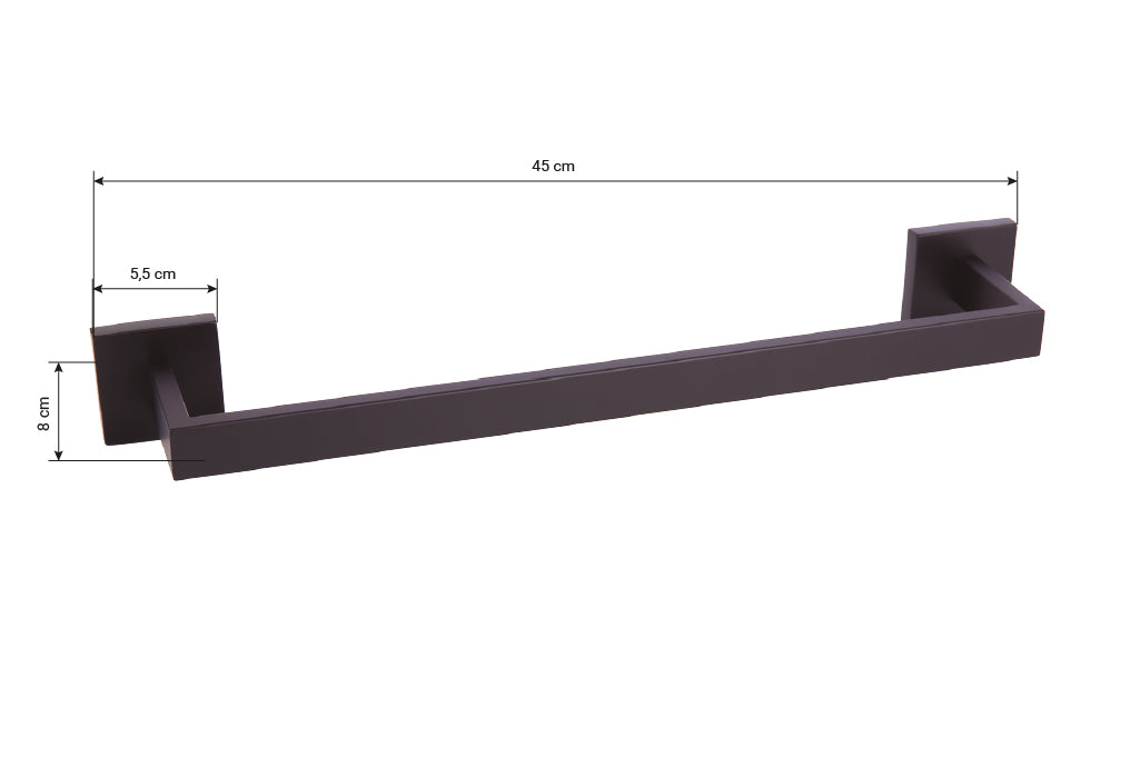 Cofan – Toallero de Baño Negro Mate | Acero Inoxidable | Diseño Cuadrado | 45 cm | Kit de Fijación Incluido