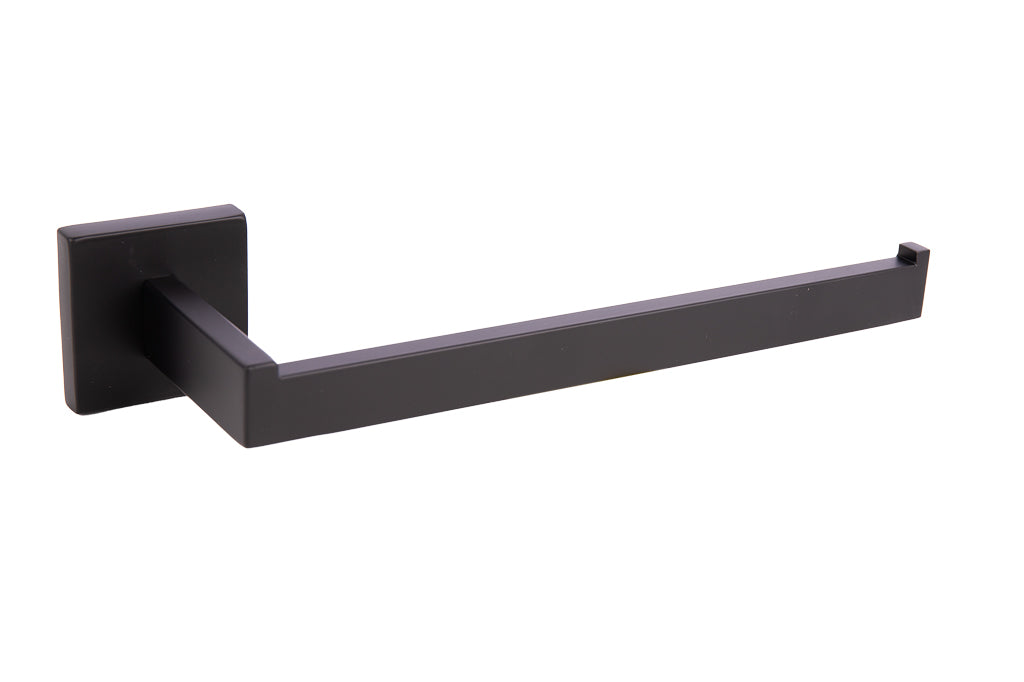 Cofan – Toallero de Baño Negro Mate 27 cm | Acero Inoxidable | Diseño Cuadrado | Kit de Fijación Incluido