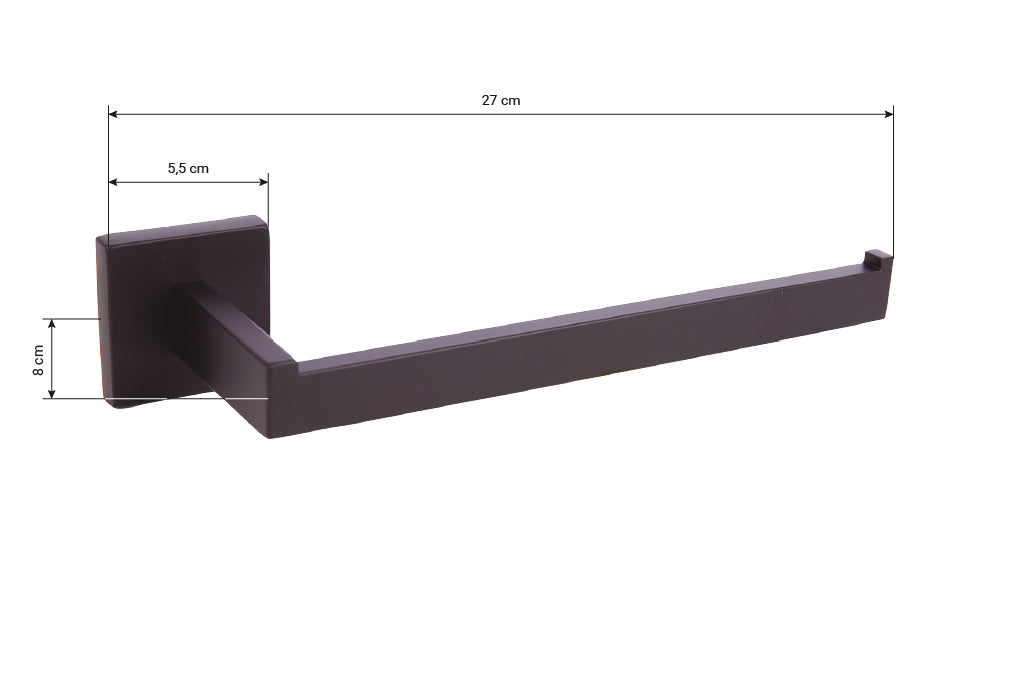 Cofan – Toallero de Baño Negro Mate 27 cm | Acero Inoxidable | Diseño Cuadrado | Kit de Fijación Incluido