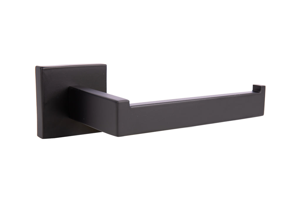 Cofan – Portarrollos Negro Mate | Acero Inoxidable | Diseño Cuadrado | Kit de Fijación Incluido | 16 x 8 x 5,5 cm