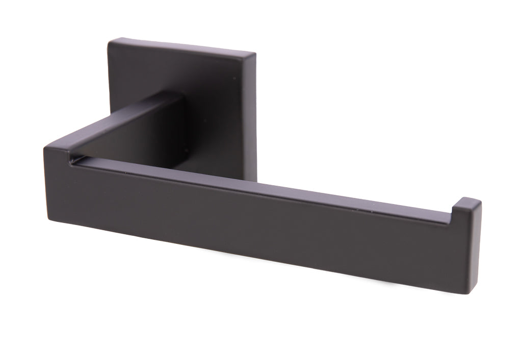 Cofan – Portarrollos Negro Mate | Acero Inoxidable | Diseño Cuadrado | Kit de Fijación Incluido | 16 x 8 x 5,5 cm