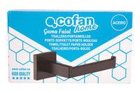 Cofan – Portarrollos Negro Mate | Acero Inoxidable | Diseño Cuadrado | Kit de Fijación Incluido | 16 x 8 x 5,5 cm