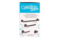 Cofan – Portarrollos Negro Mate | Acero Inoxidable | Diseño Cuadrado | Kit de Fijación Incluido | 16 x 8 x 5,5 cm