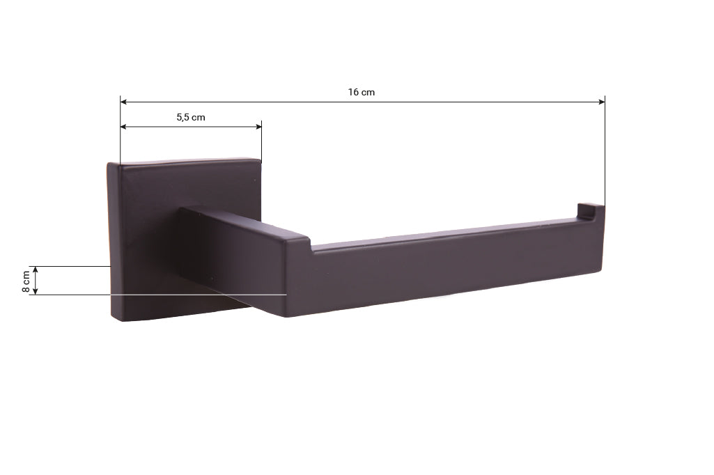 Cofan – Portarrollos Negro Mate | Acero Inoxidable | Diseño Cuadrado | Kit de Fijación Incluido | 16 x 8 x 5,5 cm