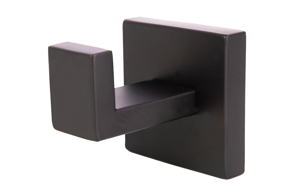 Cofan – Percha Negra Mate | Diseño Cuadrado | Acero Inoxidable | Kit de Fijación Incluido | 5,5 x 6 x 5,5 cm