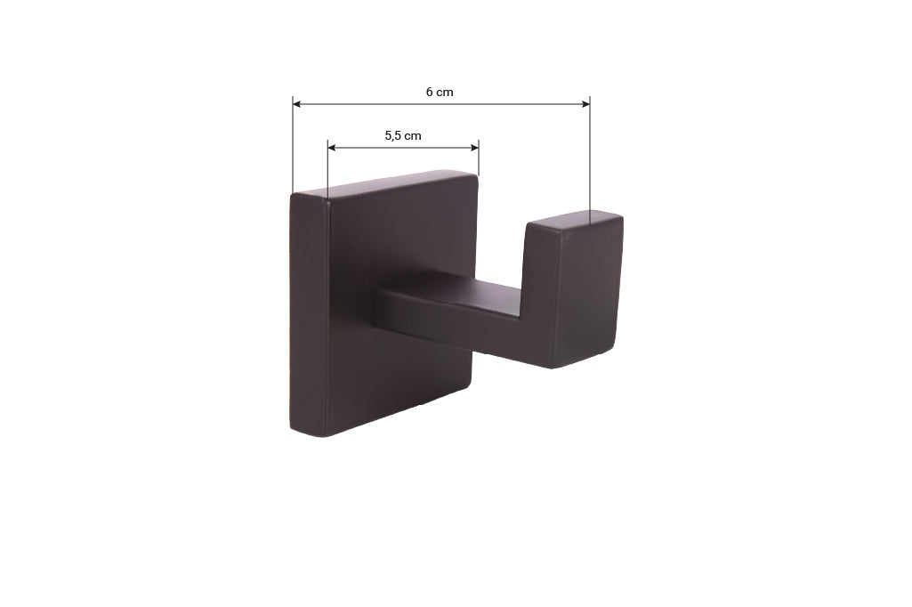 Cofan – Percha Negra Mate | Diseño Cuadrado | Acero Inoxidable | Kit de Fijación Incluido | 5,5 x 6 x 5,5 cm