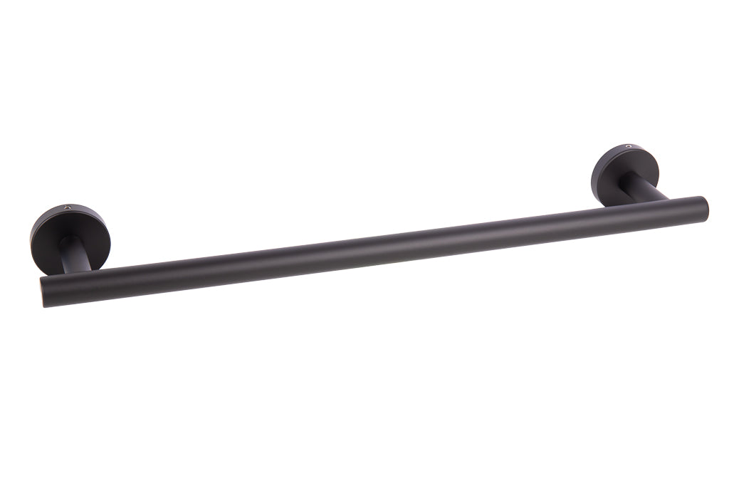 Cofan – Toallero Negro Mate | Diseño Redondo | Acero Inoxidable | Kit de Fijación Incluido | 45 x 8 x 5 cm