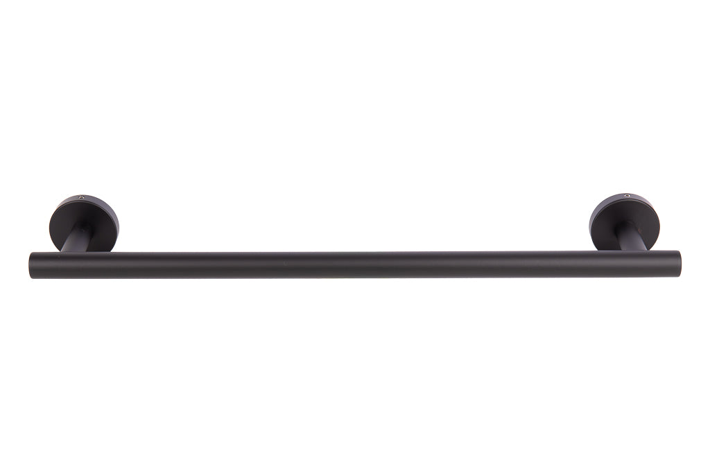 Cofan – Toallero Negro Mate | Diseño Redondo | Acero Inoxidable | Kit de Fijación Incluido | 45 x 8 x 5 cm