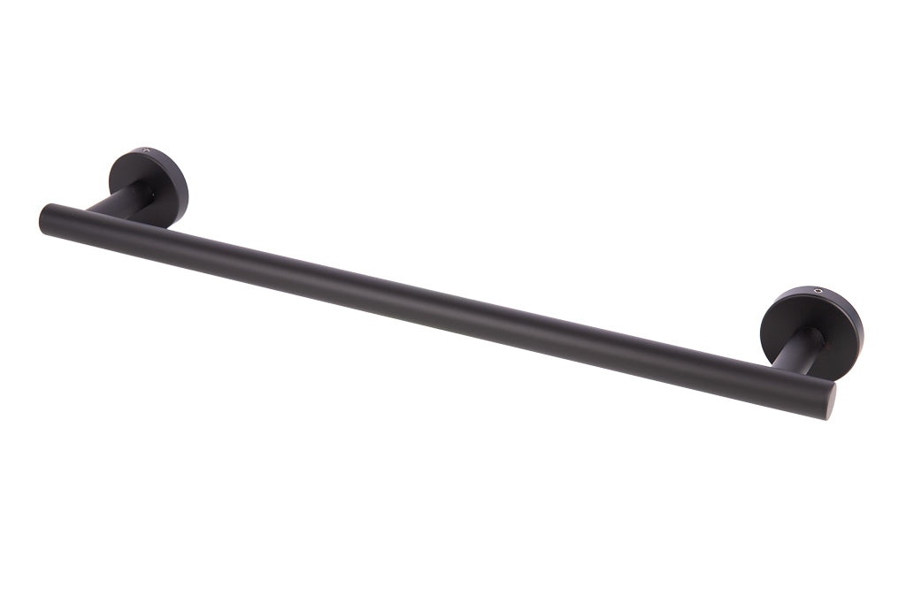 Cofan – Toallero Negro Mate | Diseño Redondo | Acero Inoxidable | Kit de Fijación Incluido | 45 x 8 x 5 cm